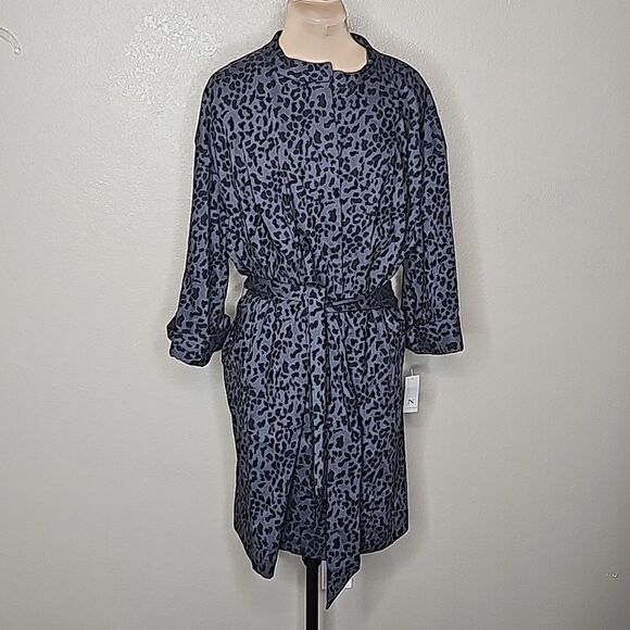 Natori Black and Gray Leopard Print Coat - Picture 1 of 10